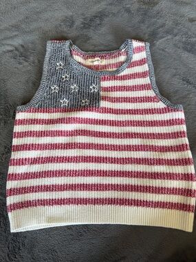 Lucky Brand Red, White & Blue Knit Flag Tank